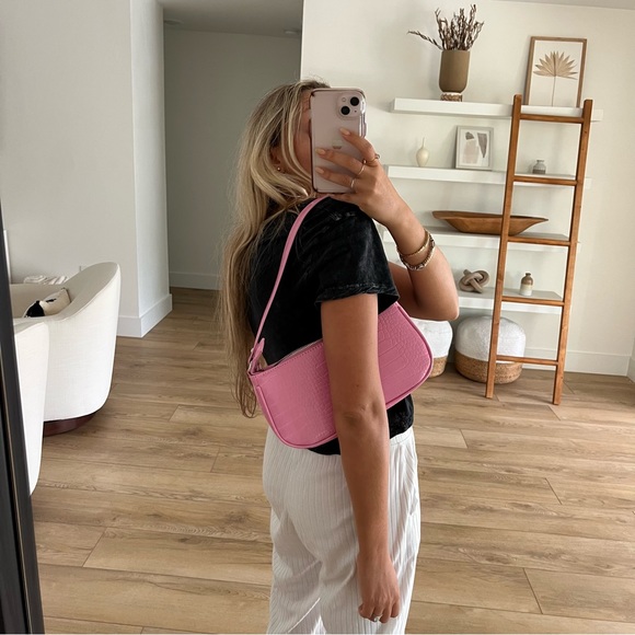 IBIZA VIBE Bag Crocodile Faux Leather Purse Pink - Picture 10 of 12